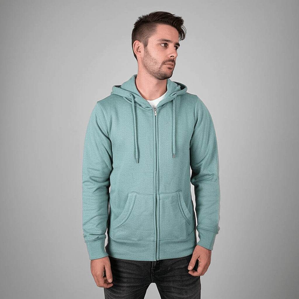 Unisex Zip Up Double Cap Hoodie