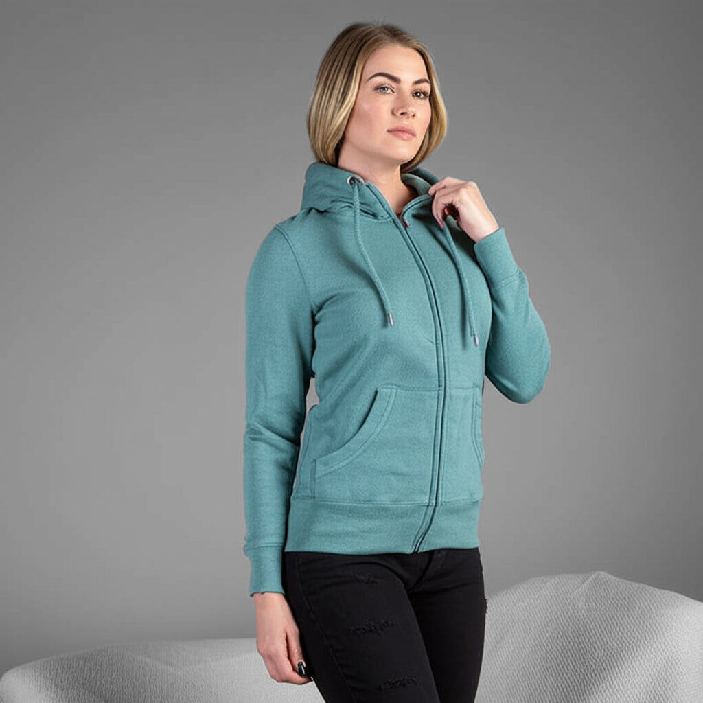 Unisex Zip Up Double Cap Hoodie