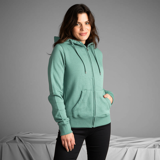 Unisex Zip Up Double Cap Hoodie