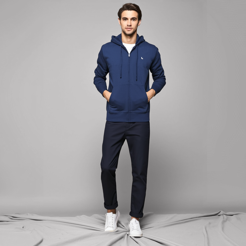 Navy Blue Unisex Zipper