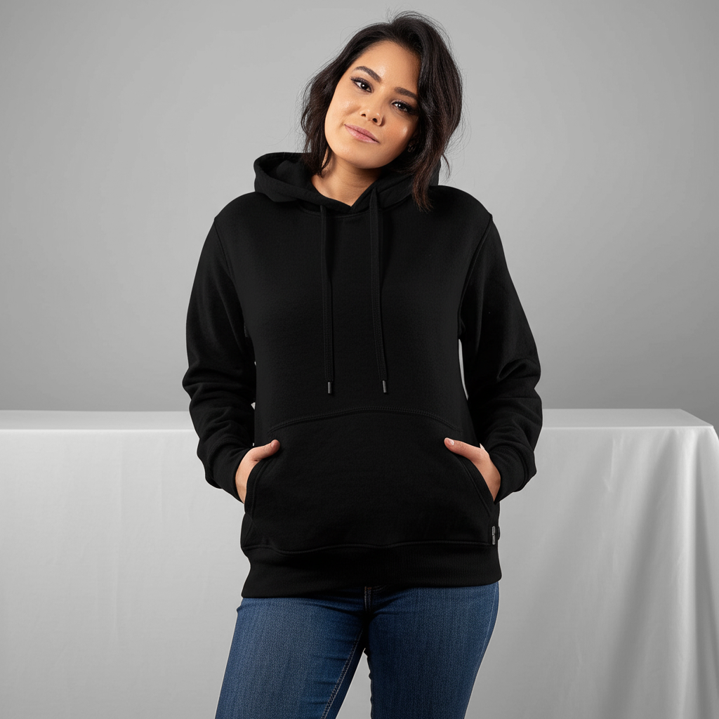 Unisex Zip Up Double Cap Hoodie