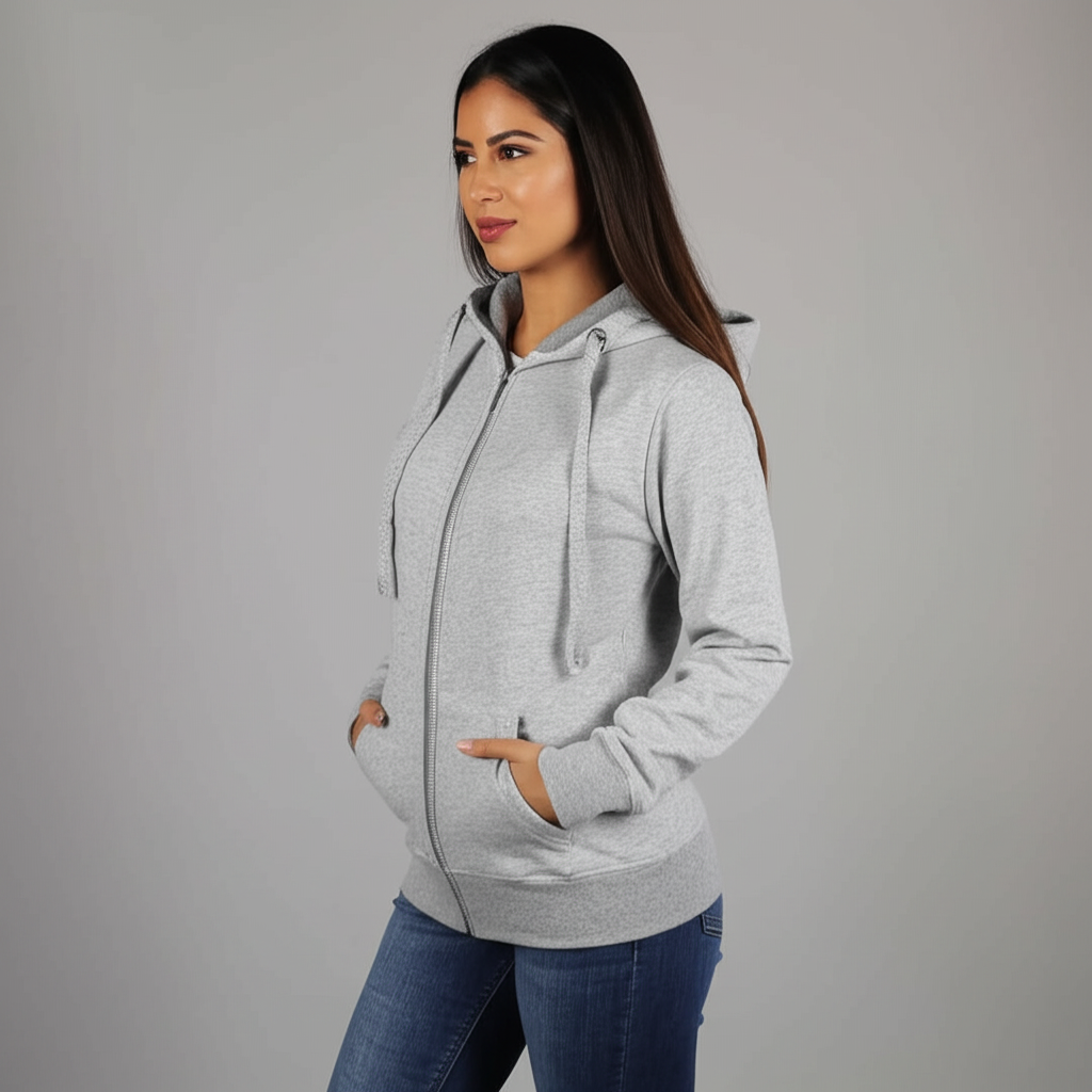 Unisex Zip Up Double Cap Hoodie